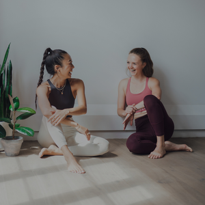 Instrcutors Mai and Suze sitting in Psycle yoga studio